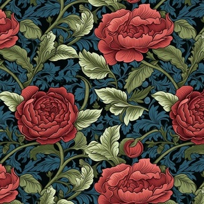 Vintage Red Roses | William Morris Inspired collection