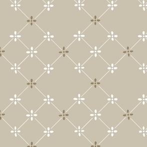Beige Neutral Diamond Print modern french country