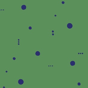 Navy blue scattered dots on emerald green