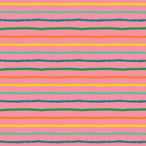 Candy Pink Texture Summer Vibrant Freehand Classic Stripes