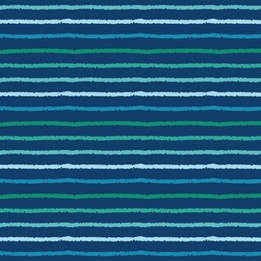 Indigo Blue Texture Multi Monotone Colored Freehand Classic Stripes