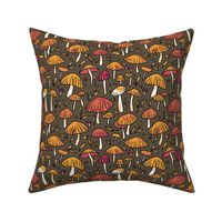 Earthy Mushroom Pattern - Dark Brown