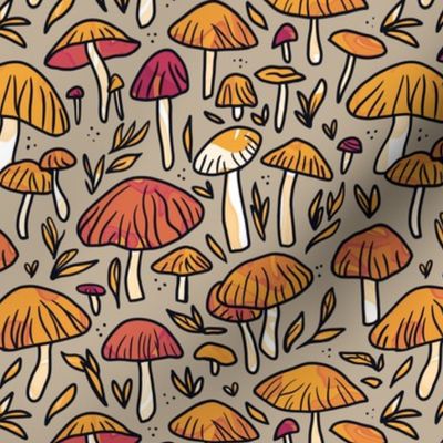 Earthy Mushroom Pattern - Warm Neutral