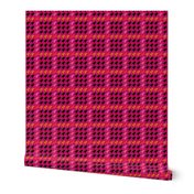 Medium scale. Pink and orange frenchie houndstooth, dogstooth seamless pattern. Modern elegant french bulldog texture.
