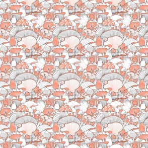 Monochrome Mushrooms in Soft Orange/Black and White (Small)