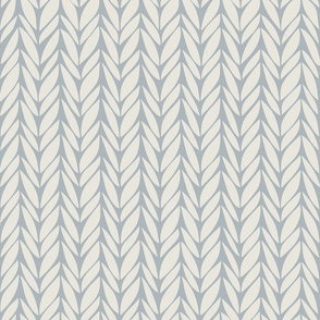 knit - creamy white_ french grey blue - hand drawn herringbone geometric stripes