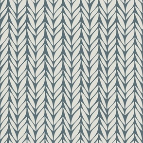 knit - creamy white_ marble blue teal - hand drawn herringbone geometric stripes// JUMBO large scale 