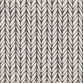 knit - creamy white_ purple brown - hand drawn herringbone geometric stripes