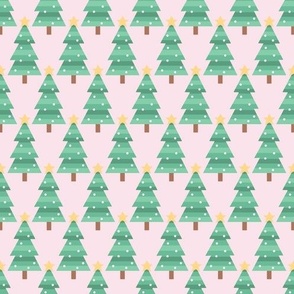 Striped Christmas Trees with white spots on pink