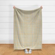 Gold on Pale Aqua Grid, Bold Thick Grid, Gold and Blue, Hand Drawn Grid, Blender Fabric, Modern