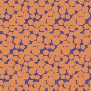 Textured Fuzzy Orange Flower Shapes on Blue // Two Tone Small Print