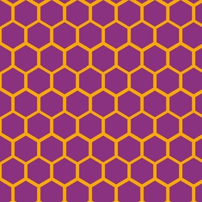 Large Orange Hexagons Stacked Like Polymer Molecules on Tyrian Burgundy 