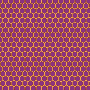 Small Orange Hexagons Stacked Like Polymer Molecules on Tyrian Burgundy 