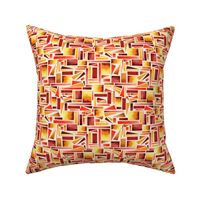 Modern Watercolor Autumn Geometric Pattern in reds brown and yellow  // Small