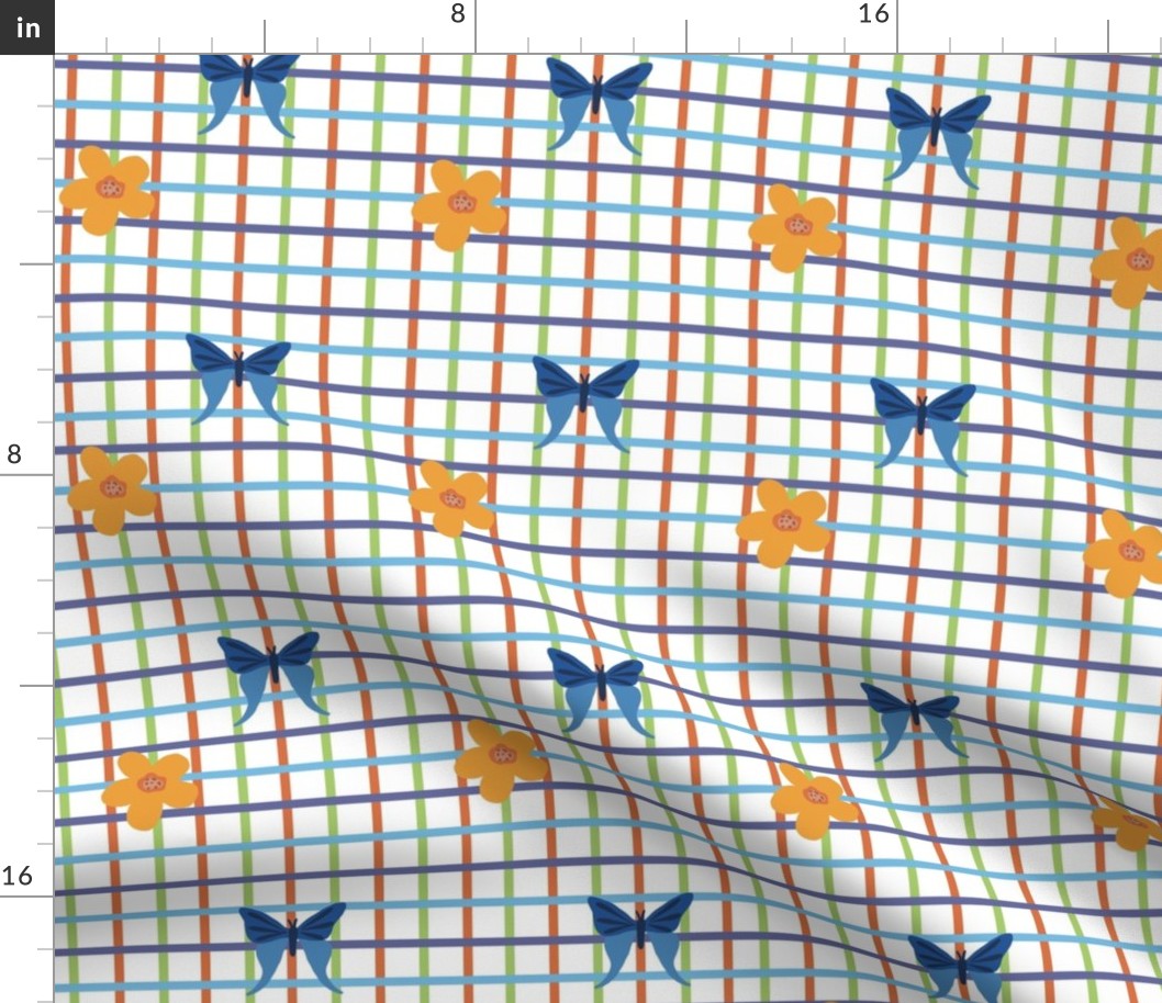 Butterfly and flower Plaid - Medium
