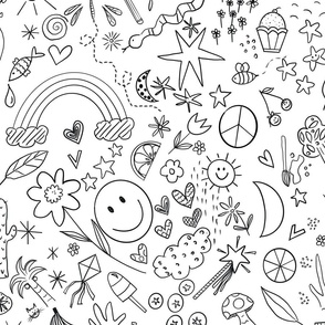 Black and white Doodles - Large