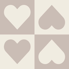 checkered hearts - creamy white_ silver rust blush - love geometric