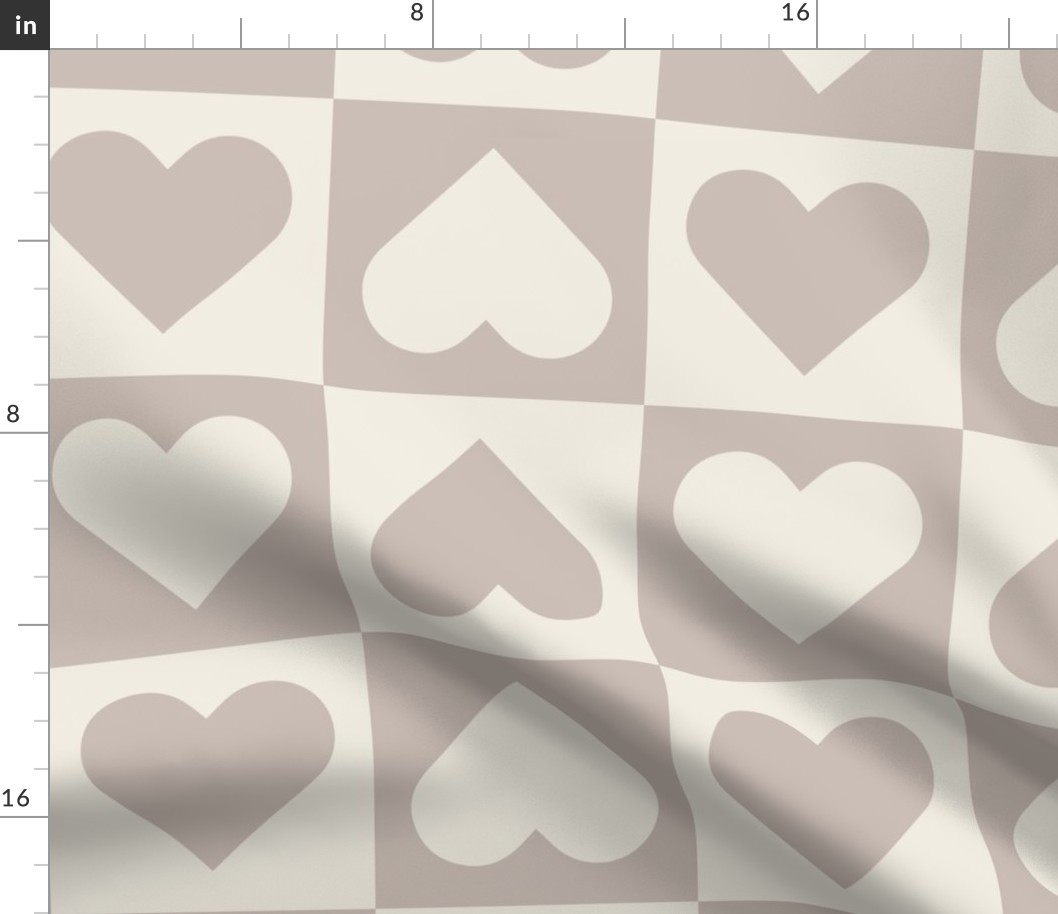 checkered hearts - creamy white_ silver rust blush - love geometric
