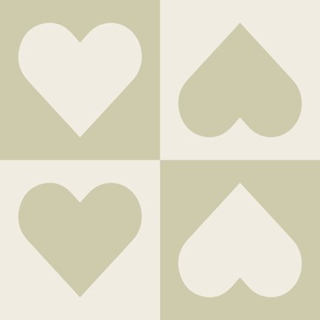 JUMBO // checkered hearts - creamy white_ thistle green - love geometric