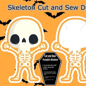 Halloween White Bone Skeleton Cut and Sew Doll