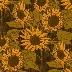 Sunflowers on Brown