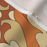 Abstract Art Nouveau Pattern - Vintage-Inspired in Brown Earth Tones, Burnt Orange & Cream // Large Scale