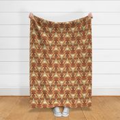 Abstract Art Nouveau Pattern - Vintage-Inspired in Brown Earth Tones, Burnt Orange & Cream // Large Scale