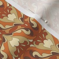 Abstract Art Nouveau Pattern - Vintage-Inspired in Brown Earth Tones, Burnt Orange & Cream // Smaller Scale