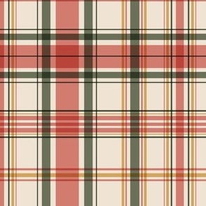 Christmas tartan in soft earthy colors with blush pink Medium scale