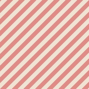 Chistmas diagonal stripe in blush pink and cream Medium scale