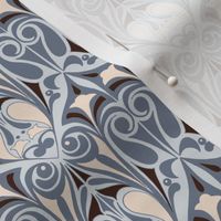 Ornamental Art Nouveau Pattern in Pale Cornflower Blue and Eggshell White // Smaller Scale