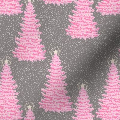 Christmas tree in snow storm in barbie pink Small scale