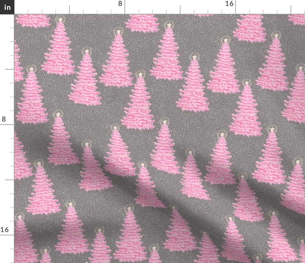 Christmas tree in snow storm in barbie pink Small scale