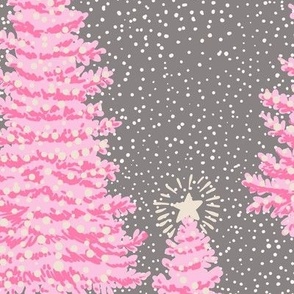 Christmas tree in snow storm in barbie pink Large scale