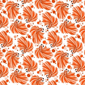 Betta Fish Ballet Monochromatic Design in Orange Medium Scale