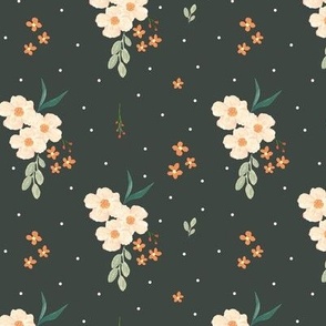 Hand painted Floral Dark Grey Small