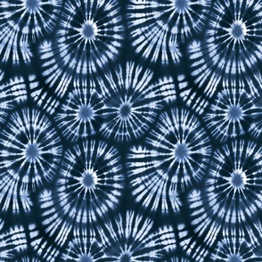 Fashionable Retro Indigo Blue Tie Dye Pattern Smaller Scale