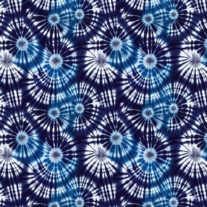 Fancy Retro Indigo Blue Tie Dye Pattern Smaller Scale