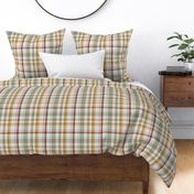 Fall Twill Plaid, Multicolor Check, Sage Green and Mustard Fabric, Large