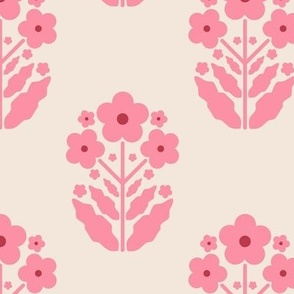 Block Flowers Musk Pink on Cotton Cream