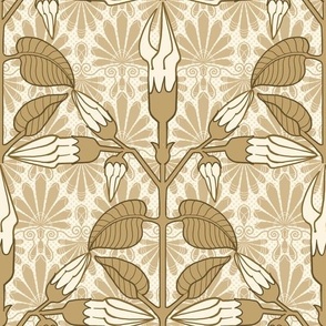 (M) Art Nouveau design of Mantevilla flower with Anthemion background 