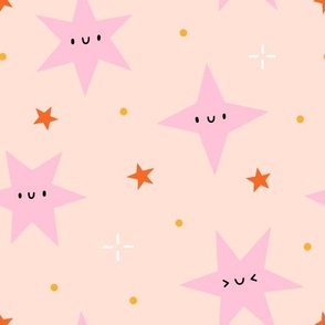 Cute design with smiley Stars in pink colour