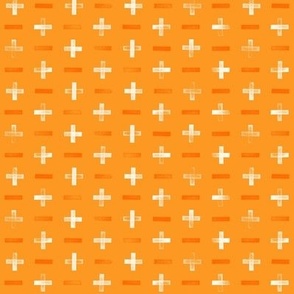 [Small] Plus Minus - Orange: Hand stamped fun geometric blender print for kids, boys, quilting