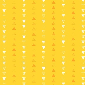 [Large] Triangles in Stripes - Yellow: Sunny hand stamped, geometric large scale print for home decor