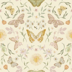 Whimsical Butterfly Wings, Sun & Floral