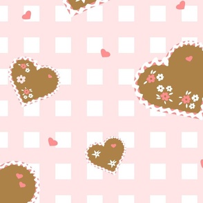 Bavarian Festival Gingerbread Hearts on pink - xxl_