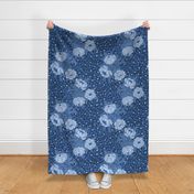 Monochromatic  Floral Blue -art nouveau Jumbo size