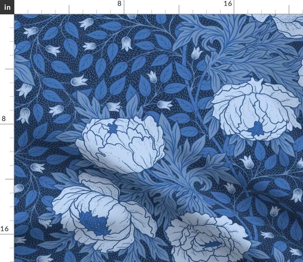 Monochromatic  Floral Blue -art nouveau Jumbo size