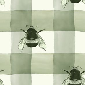 Monochromatic Bees and Watercolour Checks in Sage Green