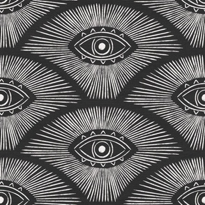 Black and white evil eye for wallpaper